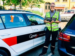 Catarina Nilsson, parkeringsvakt på Q-park i Falun